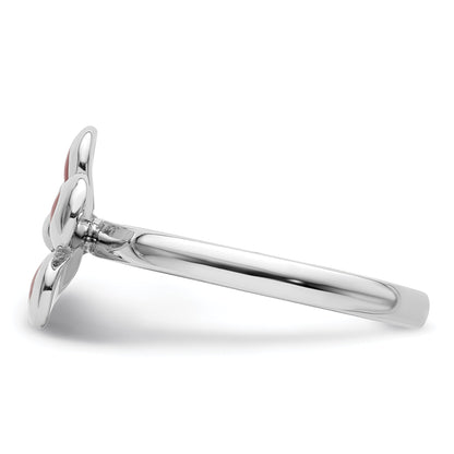 Sterlingsilber Stapelbar Expressions Poliert Rot Emailliert Blume Ring