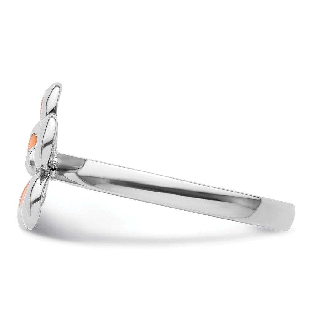 Sterlingsilber Stapelbar Expressions Poliert Orange Emailliert Blume Ring