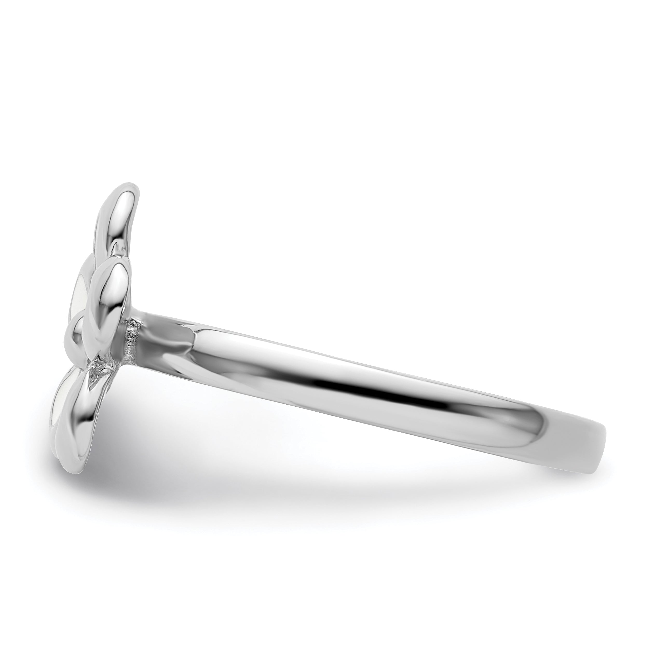 Sterlingsilber Stapelbar Expressions Poliert Weiß Emailliert Blume Ring