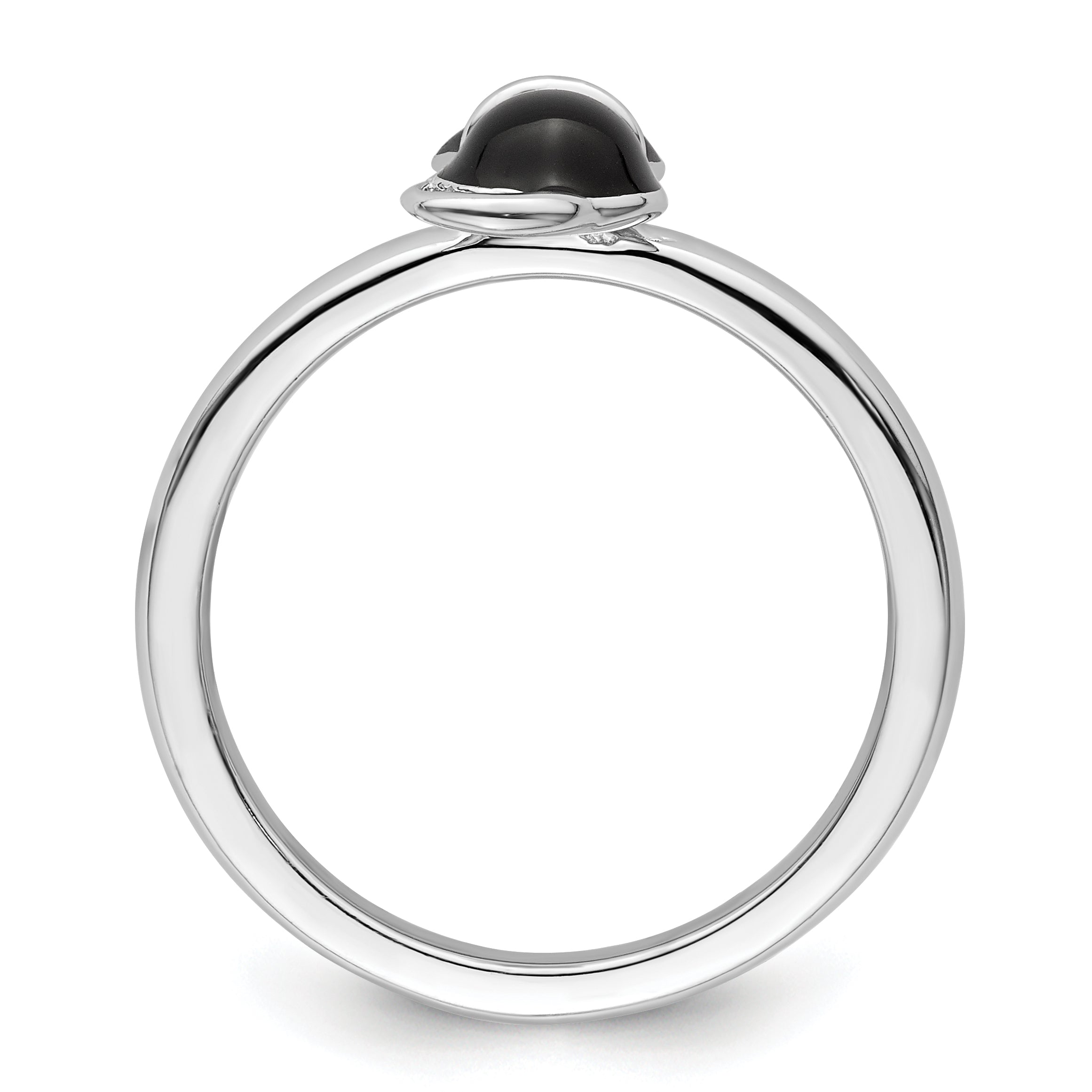 Sterlingsilber Stapelbar Expressions Poliert Schwarz Emailliert Katze Ring