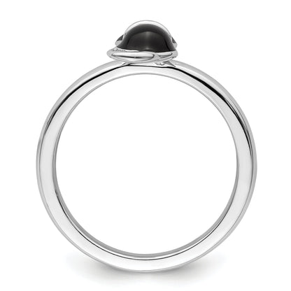 Sterlingsilber Stapelbar Expressions Poliert Schwarz Emailliert Katze Ring