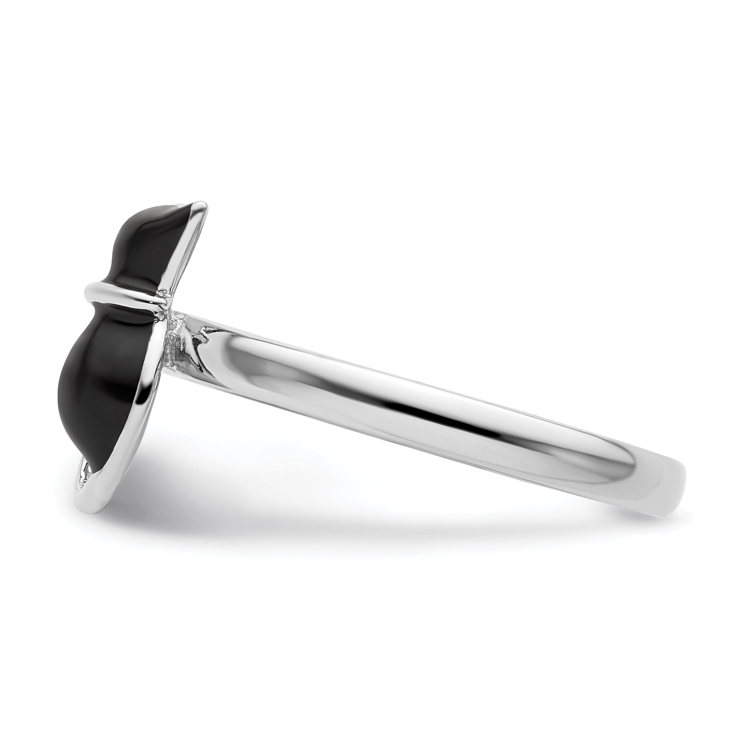 Sterlingsilber Stapelbar Expressions Poliert Schwarz Emailliert Katze Ring