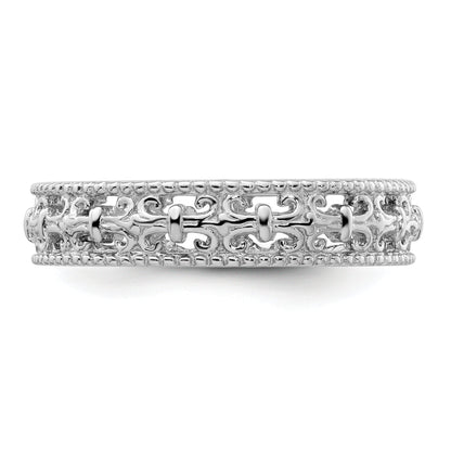 Sterlingsilber Stapelbar Expressions Poliert Fleur De Lis Ring