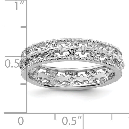 Sterlingsilber Stapelbar Expressions Poliert Fleur De Lis Ring