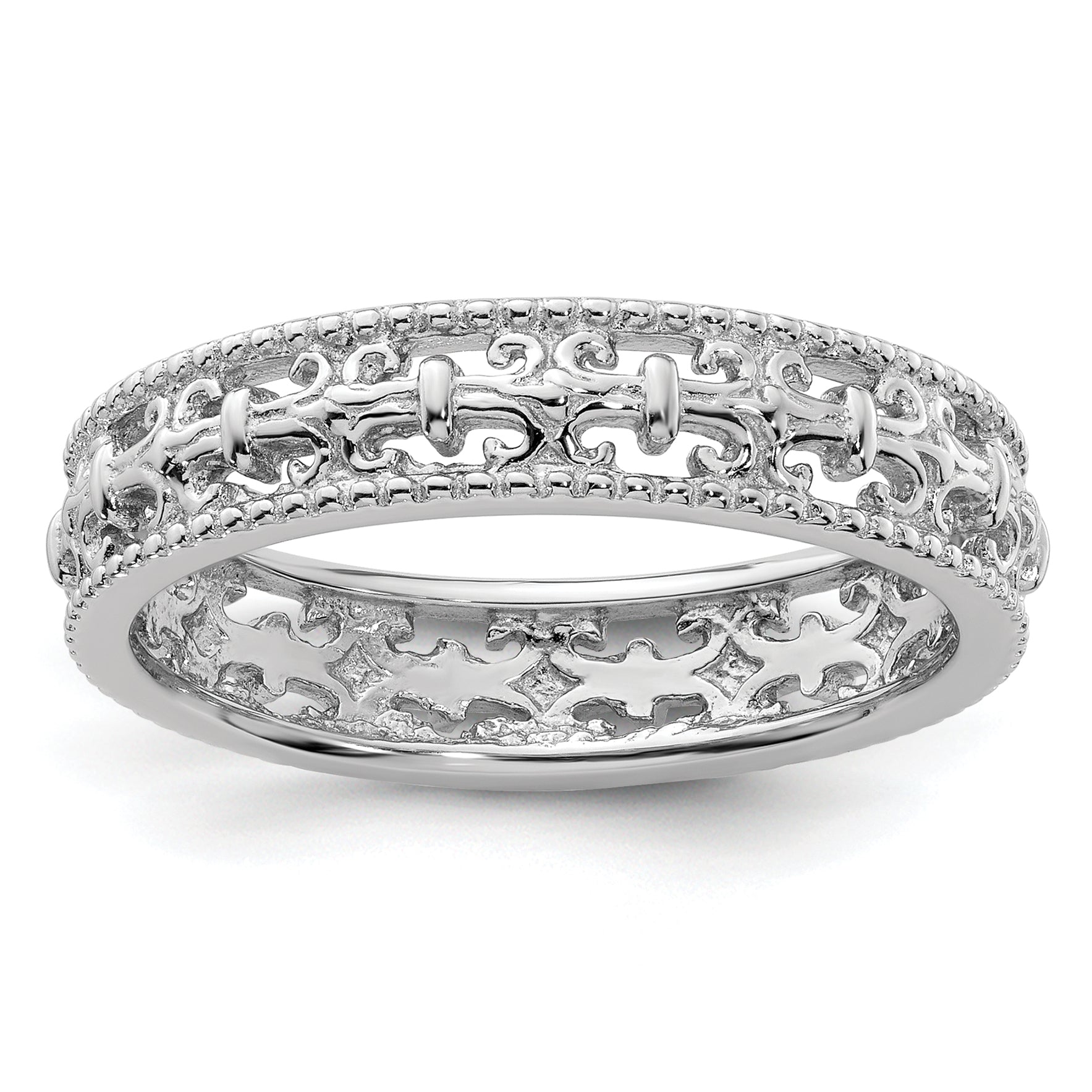 Sterlingsilber Stapelbar Expressions Poliert Fleur De Lis Ring
