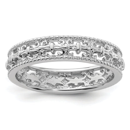Sterlingsilber Stapelbar Expressions Poliert Fleur De Lis Ring
