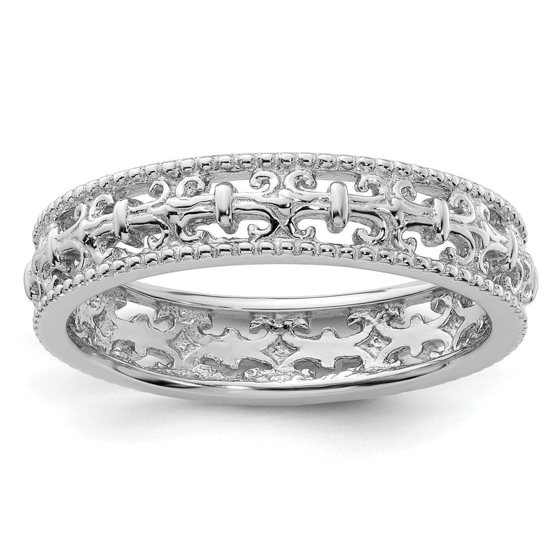 Sterlingsilber Stapelbar Expressions Poliert Fleur De Lis Ring