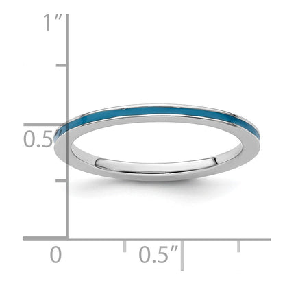 Sterlingsilber Stapelbar Expressions Blau Emailliert 1.5mm Ring