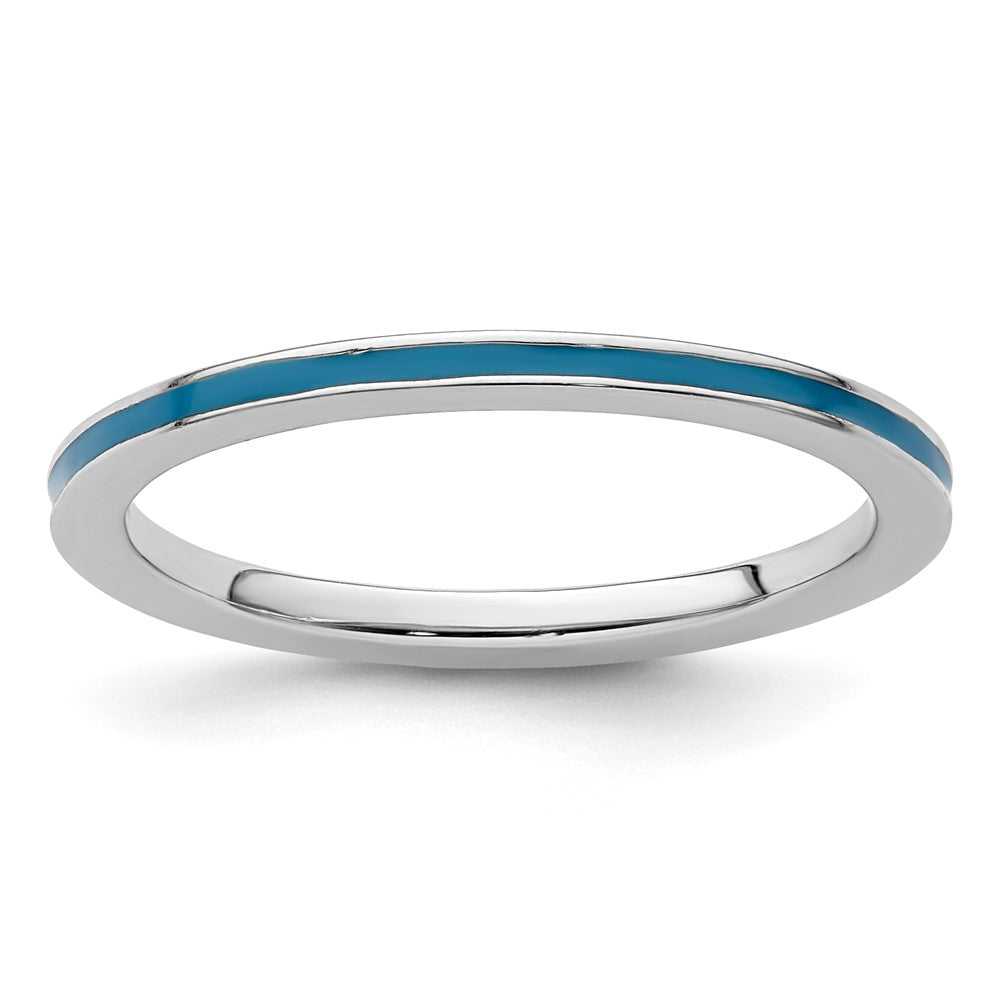 Sterlingsilber Stapelbar Expressions Blau Emailliert 1.5mm Ring