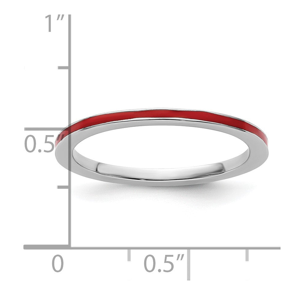 Sterlingsilber Stapelbar Expressions Rot Emailliert 1.5mm Ring