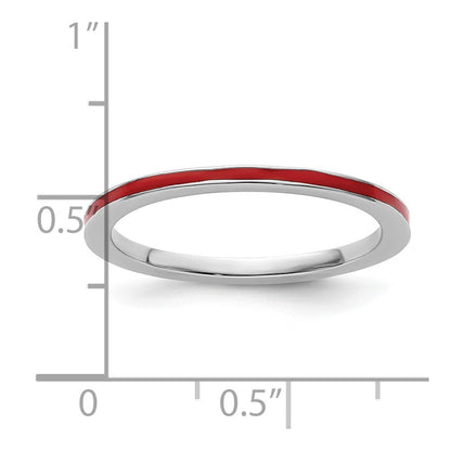 Sterlingsilber Stapelbar Expressions Rot Emailliert 1.5mm Ring