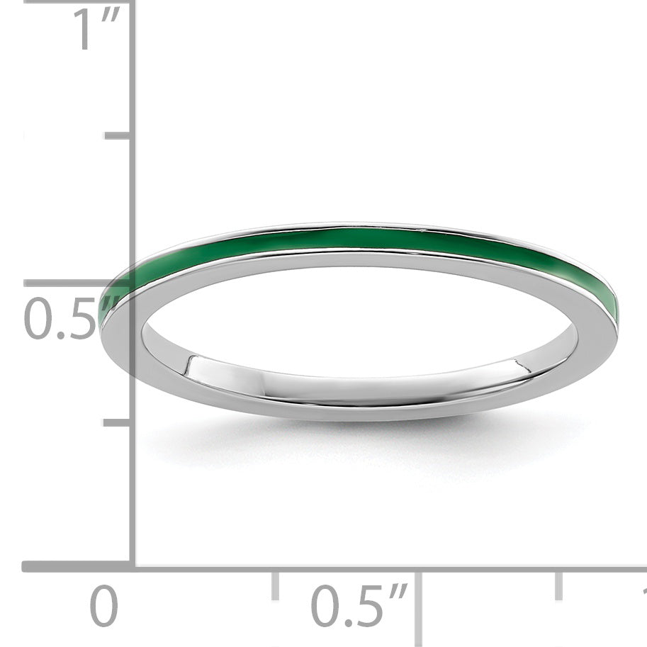 Sterlingsilber Stapelbar Expressions Grün Emailliert 1.5mm Ring