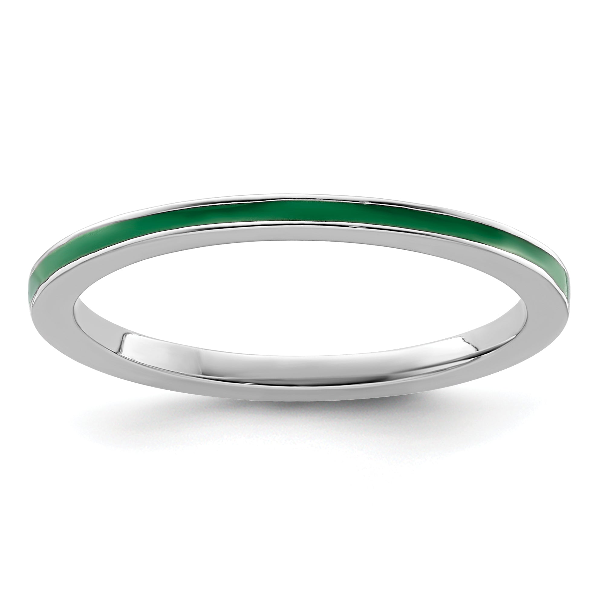 Sterlingsilber Stapelbar Expressions Grün Emailliert 1.5mm Ring