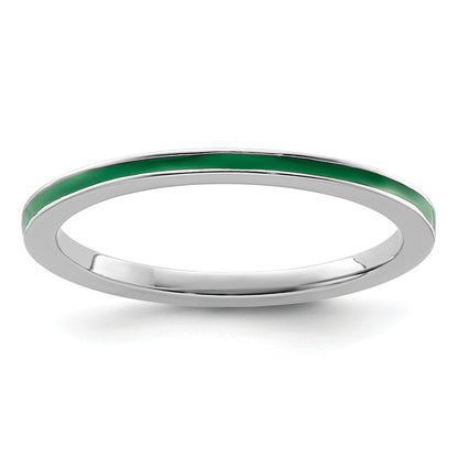 Sterlingsilber Stapelbar Expressions Grün Emailliert 1.5mm Ring