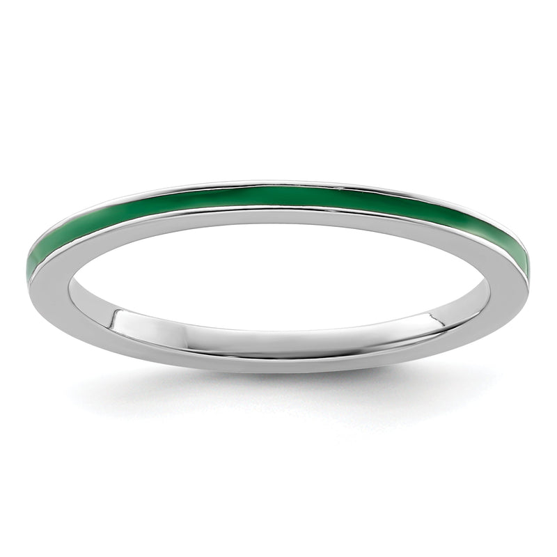 Sterlingsilber Stapelbar Expressions Grün Emailliert 1.5mm Ring