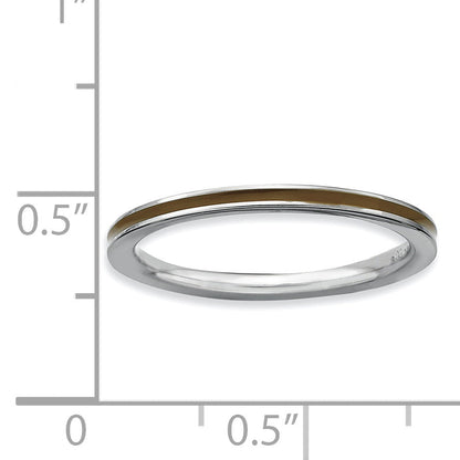 Sterlingsilber Stapelbar Expressions Braun Emailliert 1.5mm Ring