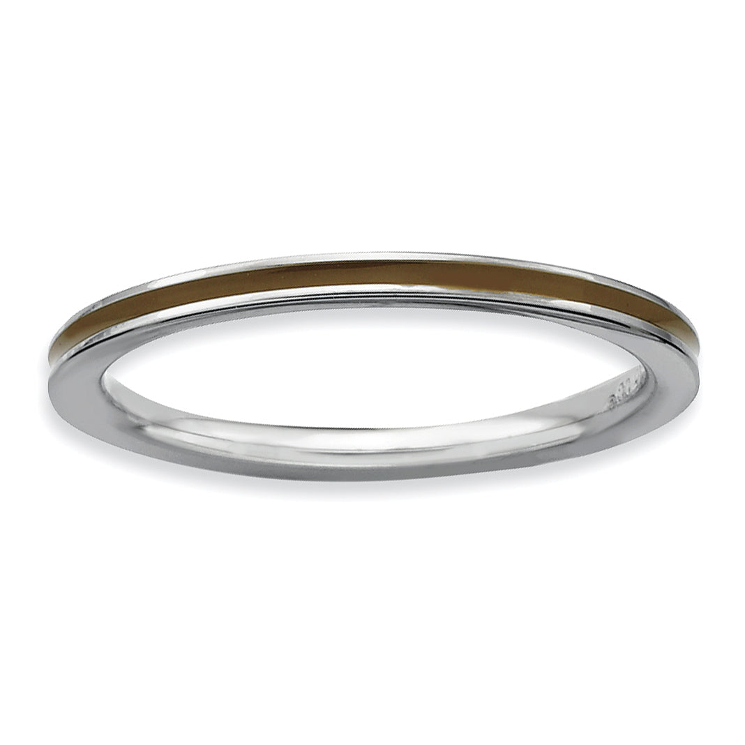 Sterlingsilber Stapelbar Expressions Braun Emailliert 1.5mm Ring