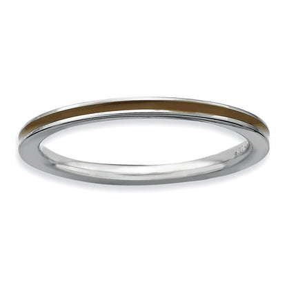 Sterlingsilber Stapelbar Expressions Braun Emailliert 1.5mm Ring