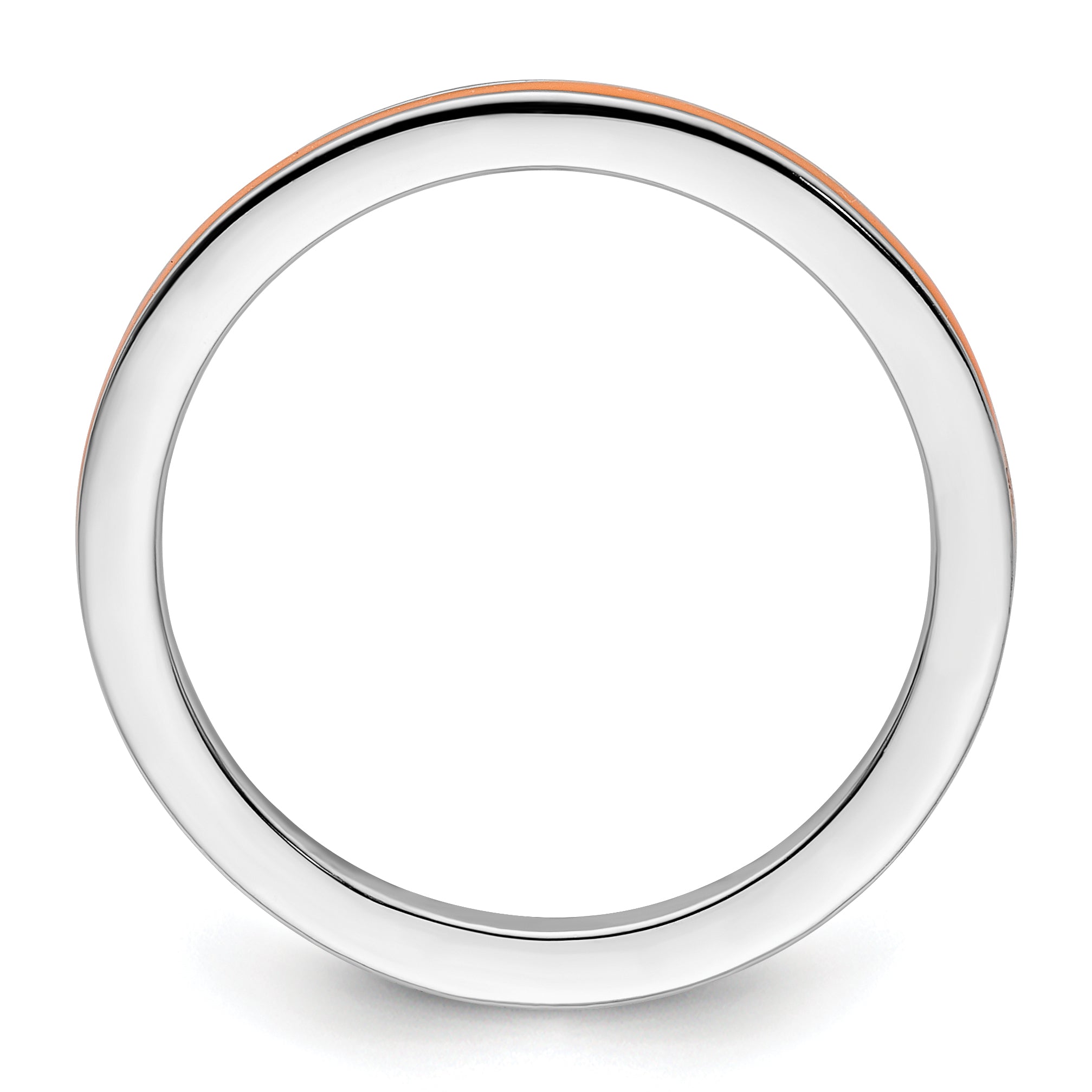 Sterlingsilber Stapelbar Expressions Orange Emailliert 1.5mm Ring