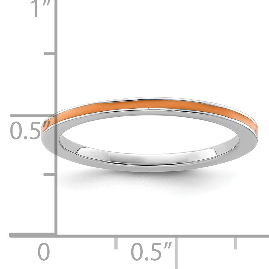 Sterlingsilber Stapelbar Expressions Orange Emailliert 1.5mm Ring
