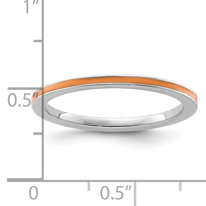 Sterlingsilber Stapelbar Expressions Orange Emailliert 1.5mm Ring