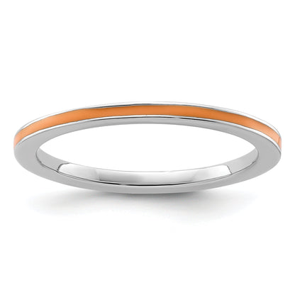 Sterlingsilber Stapelbar Expressions Orange Emailliert 1.5mm Ring