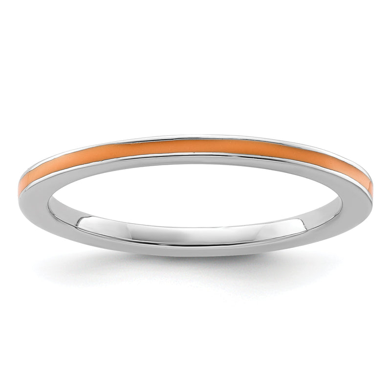 Sterlingsilber Stapelbar Expressions Orange Emailliert 1.5mm Ring
