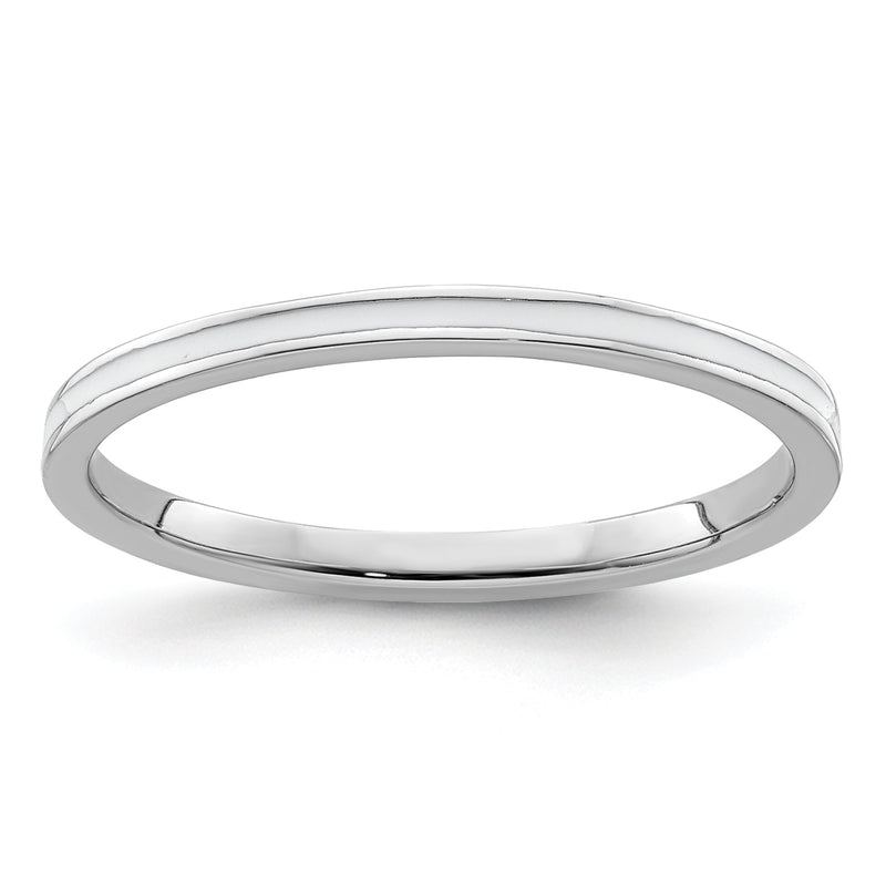 Sterlingsilber Stapelbar Expressions Weiß Emailliert 1.5mm Ring