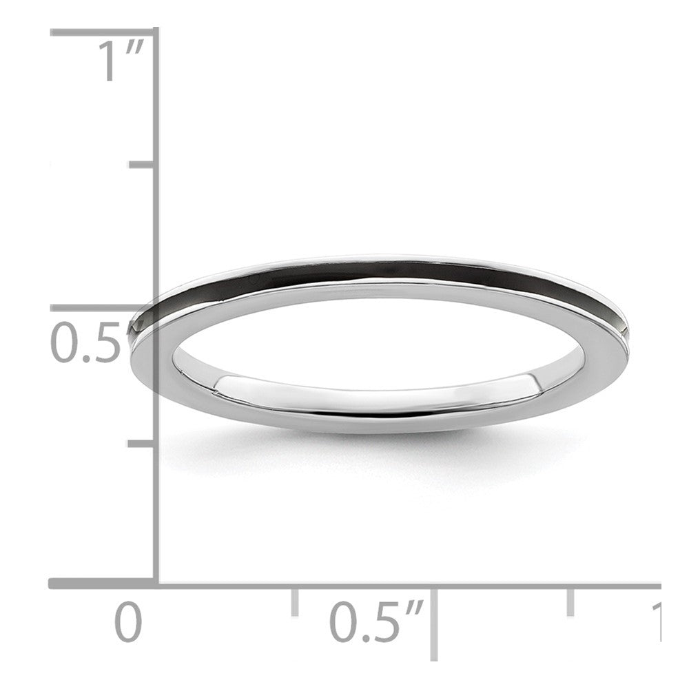 Sterlingsilber Stapelbar Expressions Schwarz Emailliert 1.5mm Ring