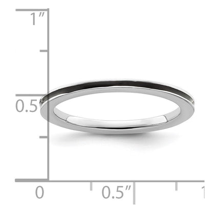 Sterlingsilber Stapelbar Expressions Schwarz Emailliert 1.5mm Ring