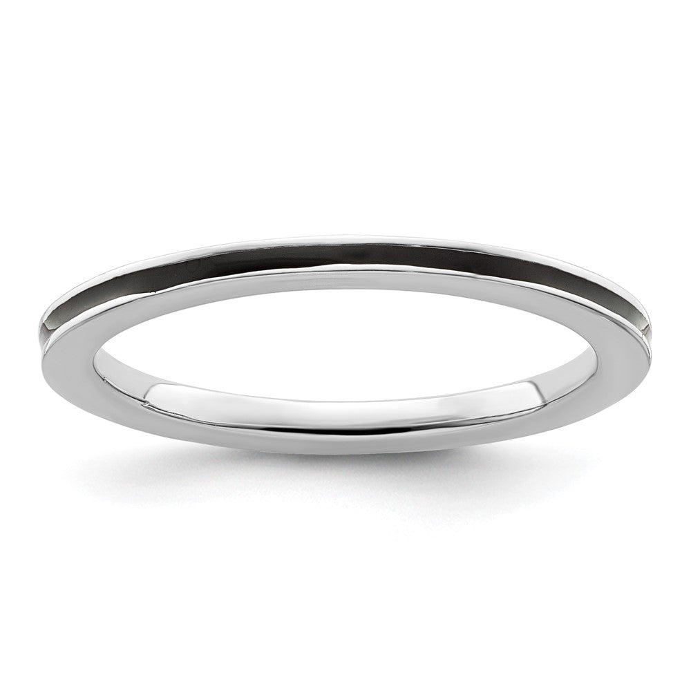 Sterlingsilber Stapelbar Expressions Schwarz Emailliert 1.5mm Ring