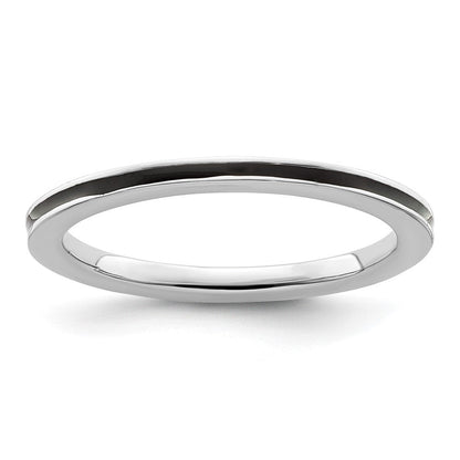 Sterlingsilber Stapelbar Expressions Schwarz Emailliert 1.5mm Ring