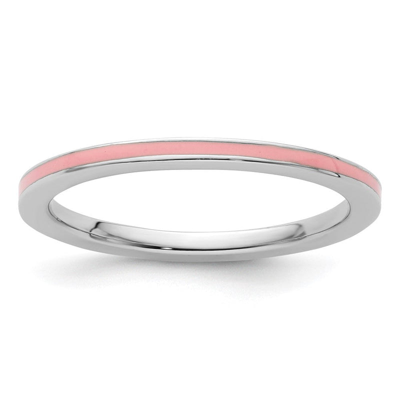 Sterlingsilber Stapelbar Expressions Rosa Emailliert 1.5mm Ring