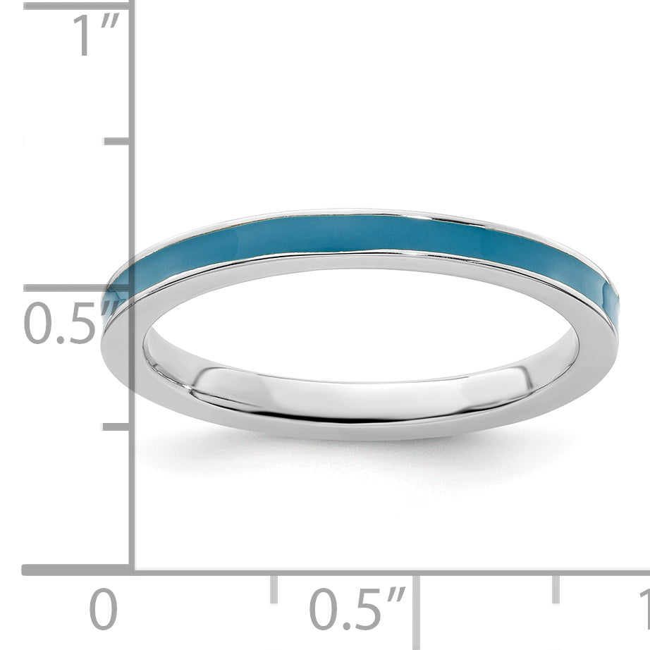 Sterlingsilber Stapelbar Expressions Blau Emailliert 2.25mm Ring