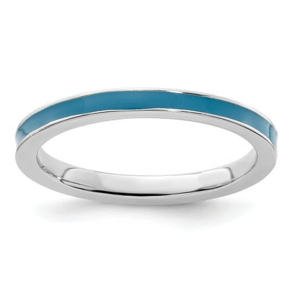 Sterlingsilber Stapelbar Expressions Blau Emailliert 2.25mm Ring