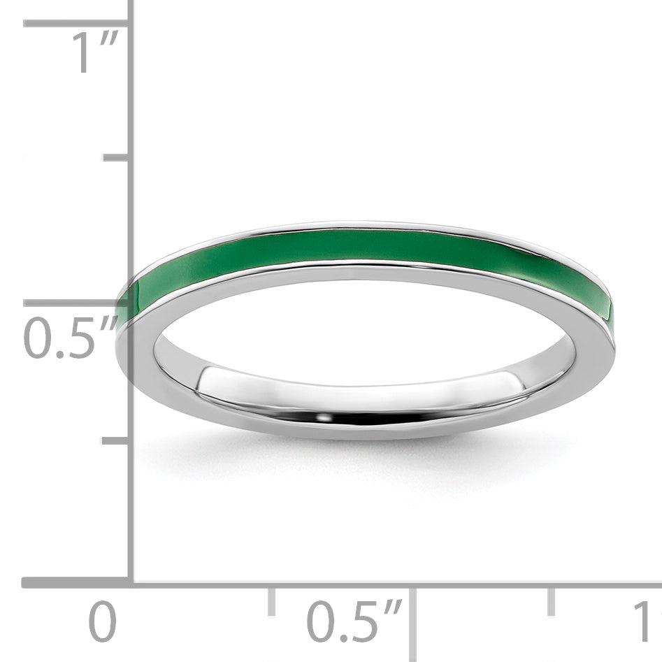 Sterlingsilber Stapelbar Expressions Grün Emailliert 2.25mm Ring