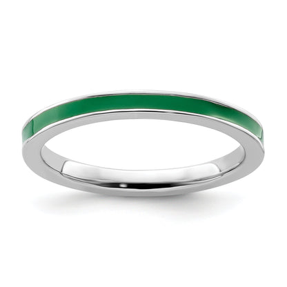 Sterlingsilber Stapelbar Expressions Grün Emailliert 2.25mm Ring