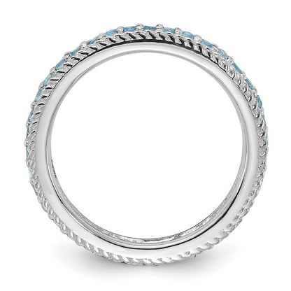 Sterlingsilber Stapelbar Expressions Poliert Blautopas Memoire Ring