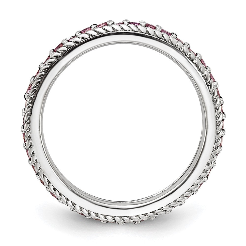 Sterlingsilber Stack Exp Poliert Erzeugt Rosa Saphir Memoire