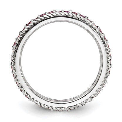 Sterlingsilber Stack Exp Poliert Erzeugt Rosa Saphir Memoire