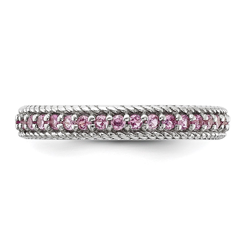 Sterlingsilber Stack Exp Poliert Erzeugt Rosa Saphir Memoire