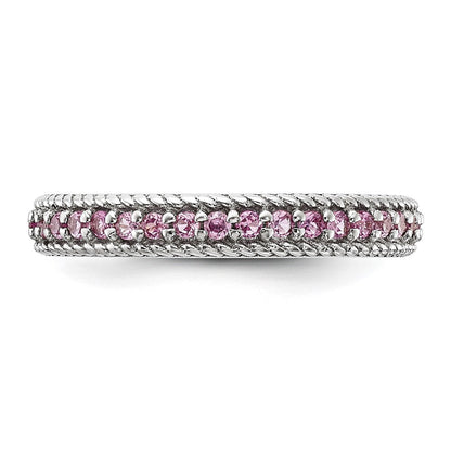 Sterlingsilber Stack Exp Poliert Erzeugt Rosa Saphir Memoire