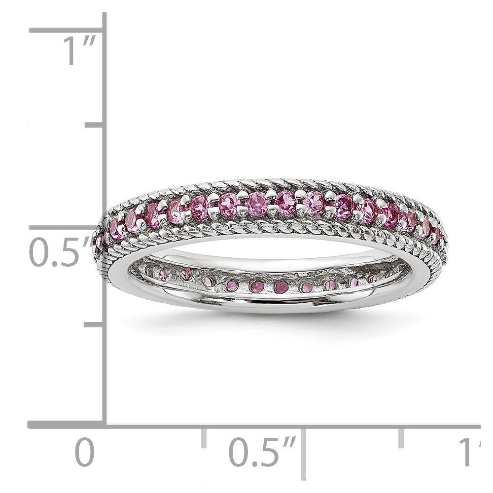 Sterlingsilber Stack Exp Poliert Erzeugt Rosa Saphir Memoire