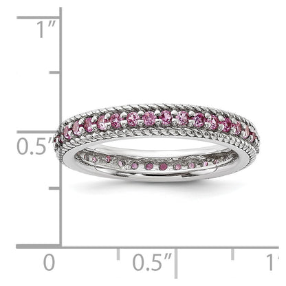 Sterlingsilber Stack Exp Poliert Erzeugt Rosa Saphir Memoire