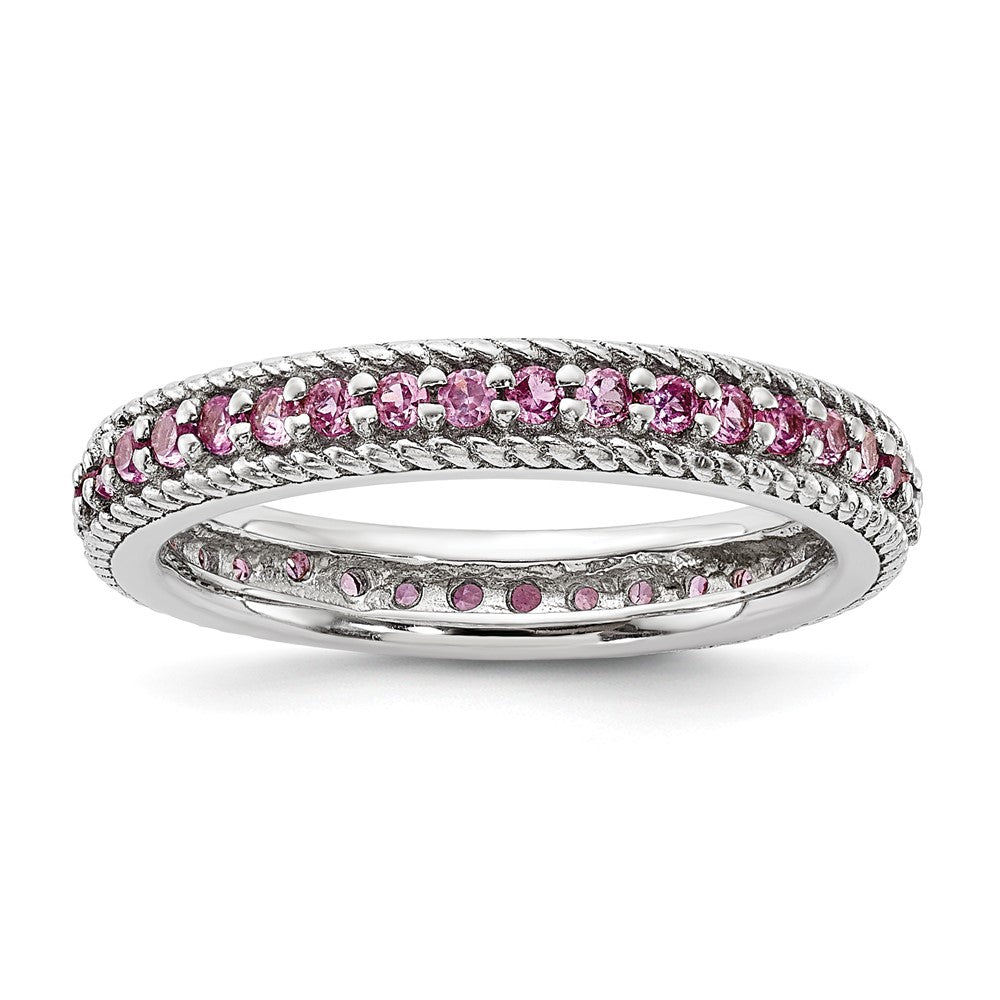 Sterlingsilber Stack Exp Poliert Erzeugt Rosa Saphir Memoire