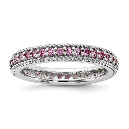 Sterlingsilber Stack Exp Poliert Erzeugt Rosa Saphir Memoire