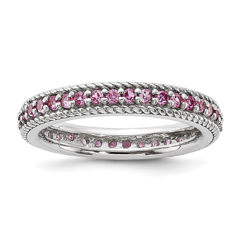 Sterlingsilber Stack Exp Poliert Erzeugt Rosa Saphir Memoire
