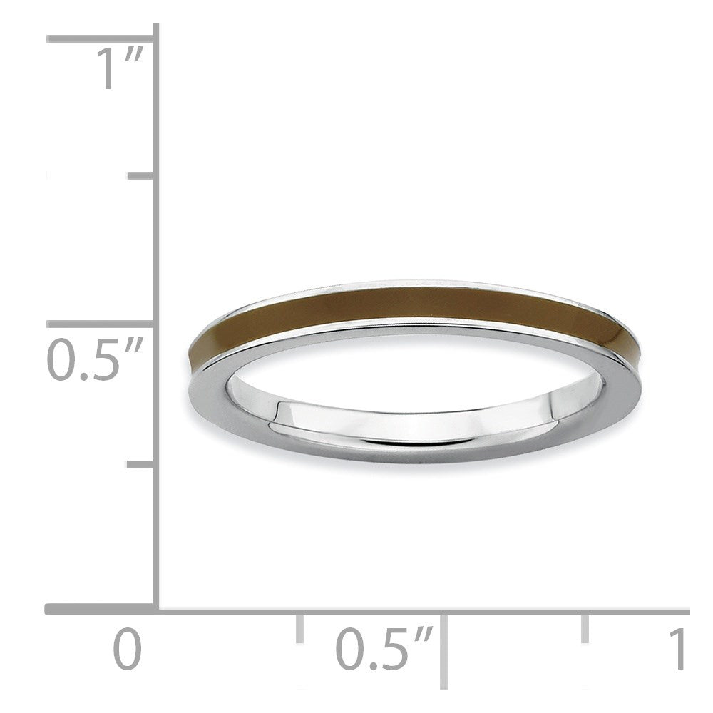 Sterlingsilber Stapelbar Expressions Braun Emailliert 2.25mm Ring