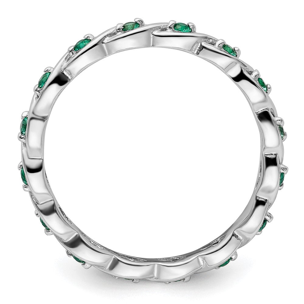 Sterlingsilber Stapelbar Expressions Erzeugt Smaragd Ring