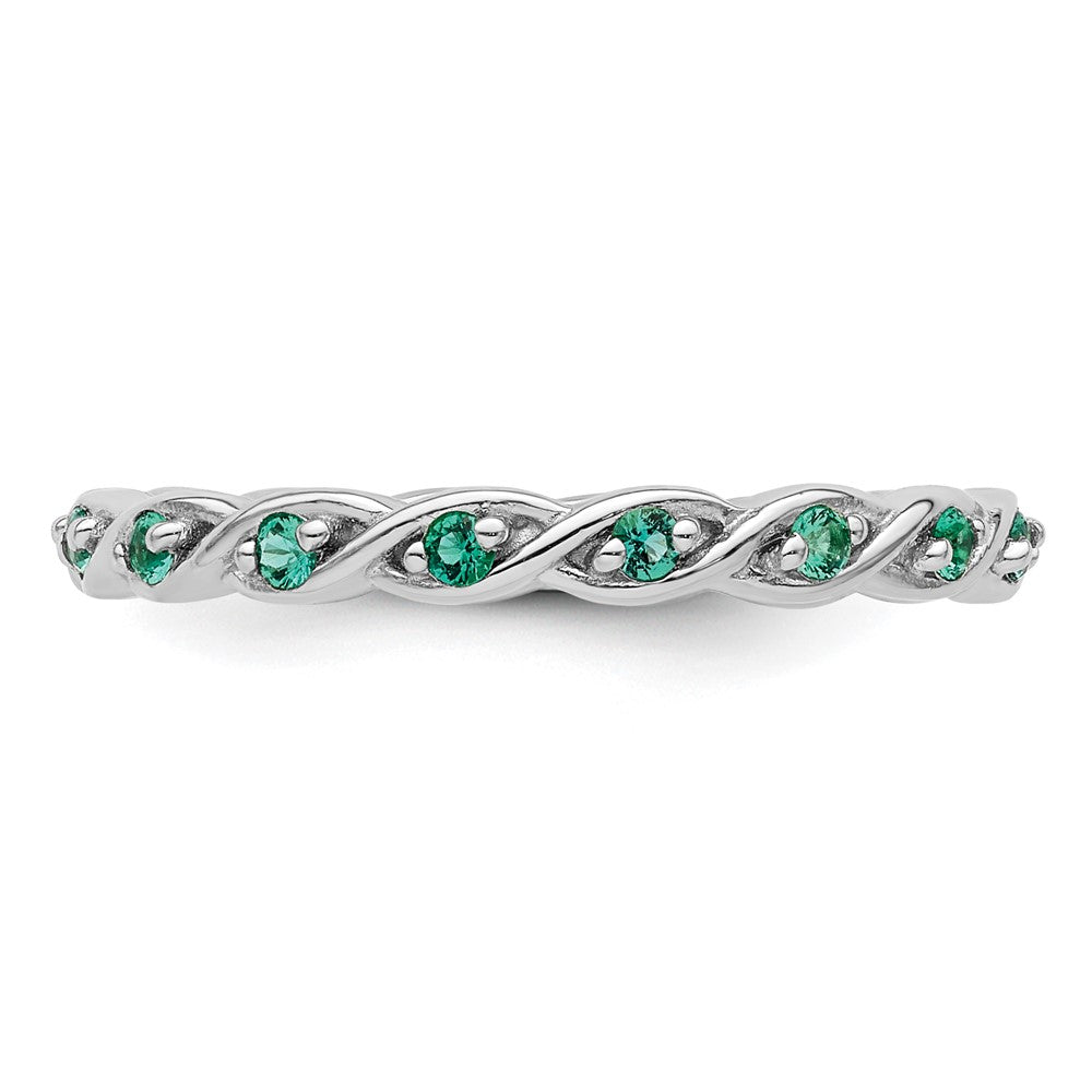 Sterlingsilber Stapelbar Expressions Erzeugt Smaragd Ring